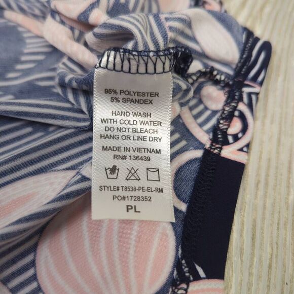 SJS Womens Petite Large Button Front Blouse Blue Pink Floral Roll Tab Sleeves - Picture 7 of 8